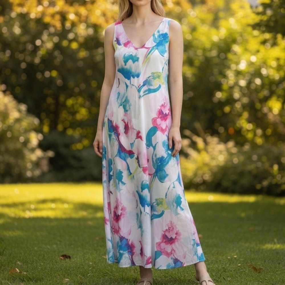 NWT Natori Pastel Blossom Nightgown Floral V-Neck Chemise Womens Small Fairycore